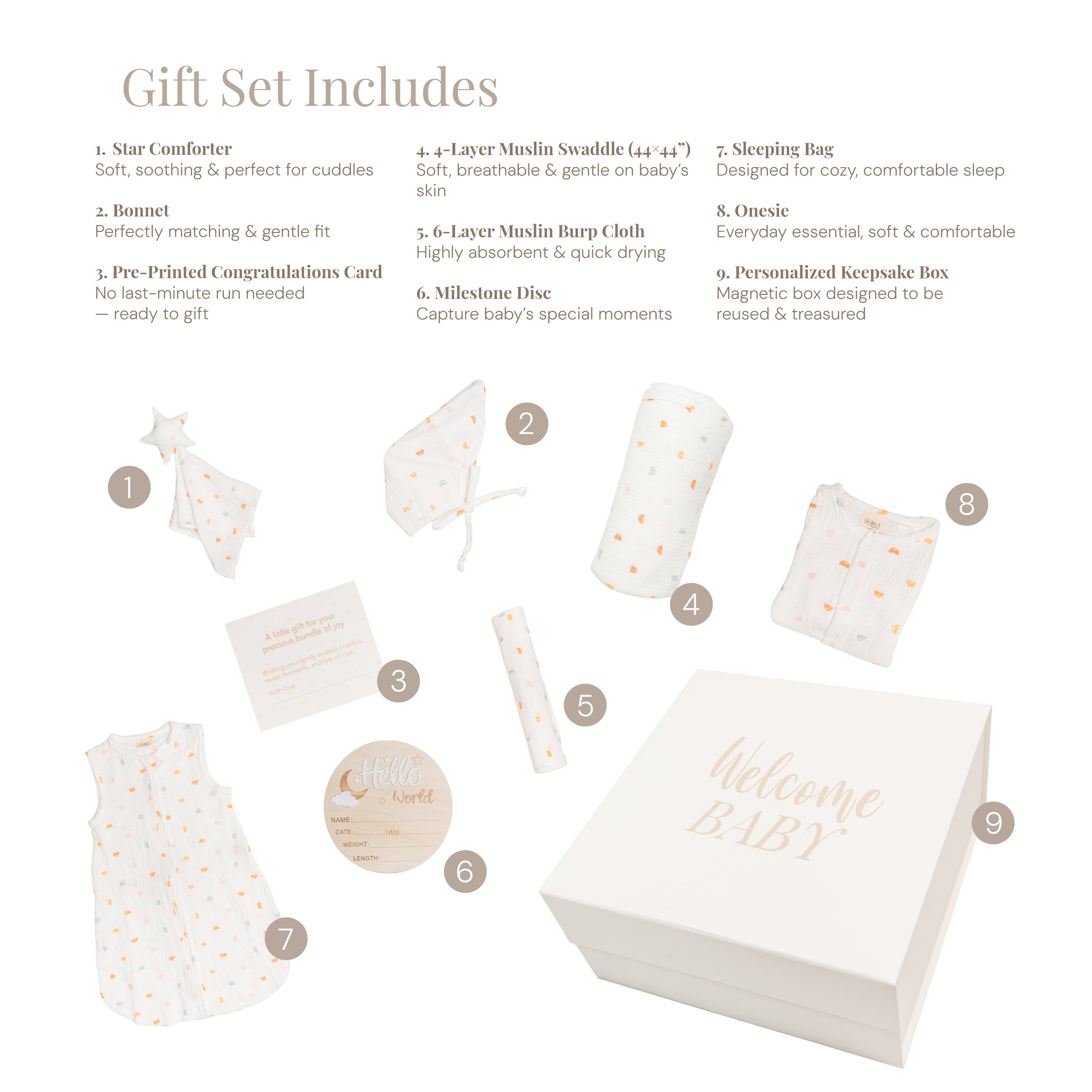 <div id="sectiontarget">Premium Baby Gift Box 🤍 | Made with 100% Cotton Muslin</div>